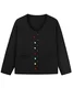 Women Multicolor Block Long Sleeve Comfy Vintage Cardigan
