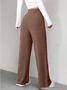 Women Plain Long Elastic Waist Pants Casual Spring/Fall Trousers
