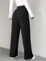 Women Plain Long Elastic Waist Pants Casual Spring/Fall Trousers