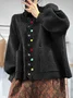 Women Multicolor Block Long Sleeve Comfy Vintage Cardigan