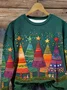 Casual Crew Neck Christmas Sweatshirt Printing