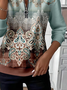 Casual Crew Neck Floral Sweatshirt Printing
