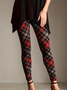 Women Plaid Casual All Season Printing Long Leggings
