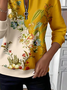 Casual Crew Neck Floral Sweatshirt Printing
