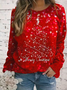 Casual Christmas Crew Neck Long Sleeve T-shirt