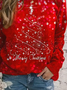 Casual Christmas Crew Neck Long Sleeve T-shirt