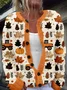 Women Maple Leaf Long Sleeve Comfy Vintage Printing Cardigan
