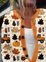 Women Maple Leaf Long Sleeve Comfy Vintage Printing Cardigan