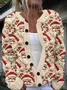 Women Santa Claus Long Sleeve Comfy Vintage Printing Cardigan