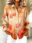 Shirt Collar Regular Sleeve Long Sleeve Maple Leaf Buckle Regular Loose Button Up Shirt Shirt For Women