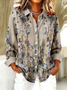 Shirt Collar Regular Sleeve Long Sleeve Floral Buckle Regular Loose Button Up Shirt Shirt For Women