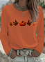 Casual Maple Leaf Crew Neck Long Sleeve T-shirt