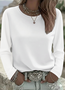 Casual Plain Crew Neck Long Sleeve T-shirt