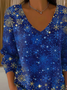 Casual Christmas V Neck Long Sleeve T-shirt