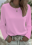 Casual Plain Crew Neck Long Sleeve T-shirt