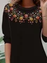 Casual Floral Crew Neck Long Sleeve T-shirt