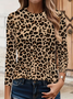 Casual Leopard Crew Neck Long Sleeve T-shirt