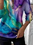 Casual Crew Neck Abstract Sweatshirt Printing