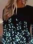 Casual Leaf Crew Neck Long Sleeve T-shirt