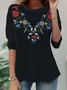 Casual Floral Crew Neck Long Sleeve T-shirt