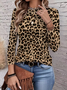 Casual Leopard Crew Neck Long Sleeve T-shirt