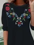 Casual Floral Crew Neck Long Sleeve T-shirt