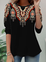 Casual Ethnic Crew Neck Long Sleeve T-shirt