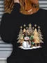 Casual Christmas Snowman Crew Neck Long Sleeve T-shirt
