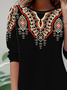 Casual Ethnic Crew Neck Long Sleeve T-shirt