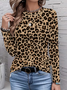 Casual Leopard Crew Neck Long Sleeve T-shirt