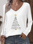 Casual Christmas V Neck Long Sleeve T-shirt