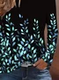 Casual Leaf Crew Neck Long Sleeve T-shirt