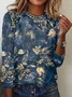 Casual Floral Crew Neck Long Sleeve T-shirt