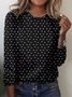 Casual Polka Dots Crew Neck Long Sleeve T-shirt