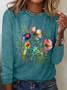 Crew Neck Long Sleeve Text Letters Regular Medium Elasticity Loose Blouse For Women