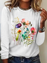 Crew Neck Long Sleeve Text Letters Regular Medium Elasticity Loose Blouse For Women
