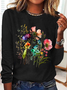 Crew Neck Long Sleeve Text Letters Regular Medium Elasticity Loose Blouse For Women