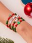 Christmas Electroplating Snowflake Elk Christmas Bell Santa Claus Bracelet Fashionable And Versatile Christmas Crystal Rice Bead Bracelet Combination Set