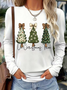 Casual Christmas Crew Neck Long Sleeve T-shirt