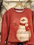 Casual Crew Neck Christmas Snowman Sweatshirt Printing