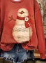 Casual Crew Neck Christmas Snowman Sweatshirt Printing