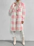Women Winter Outerwear Casual Printing Plaid Long Sleeve Shawl Collar Jacket