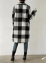 Women Winter Outerwear Casual Printing Plaid Long Sleeve Shawl Collar Jacket