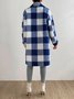 Women Winter Outerwear Casual Printing Plaid Long Sleeve Shawl Collar Jacket