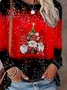 Casual Christmas Crew Neck Long Sleeve T-shirt