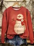 Casual Crew Neck Christmas Snowman Sweatshirt Printing
