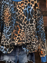 Casual Crew Neck Leopard Sweatshirt Printing