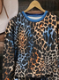 Casual Crew Neck Leopard Sweatshirt Printing
