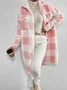 Women Winter Outerwear Casual Printing Plaid Long Sleeve Shawl Collar Jacket