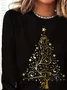 Casual Christmas Crew Neck Long Sleeve T-shirt